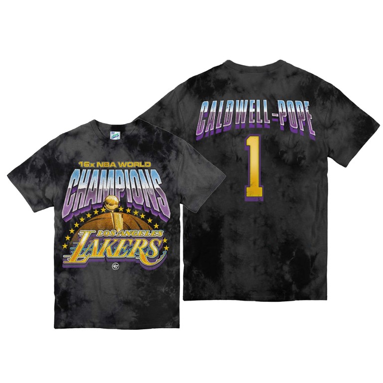 Men's Los Angeles Lakers Kentavious Caldwell-Pope #1 NBA Tubular Vintage Kings Of The Court Streaker Throwback Black Basketball T-Shirt KPQ4583KS